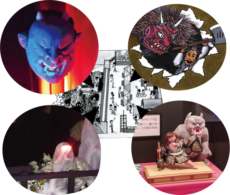 会場マップとアトラクションの写真